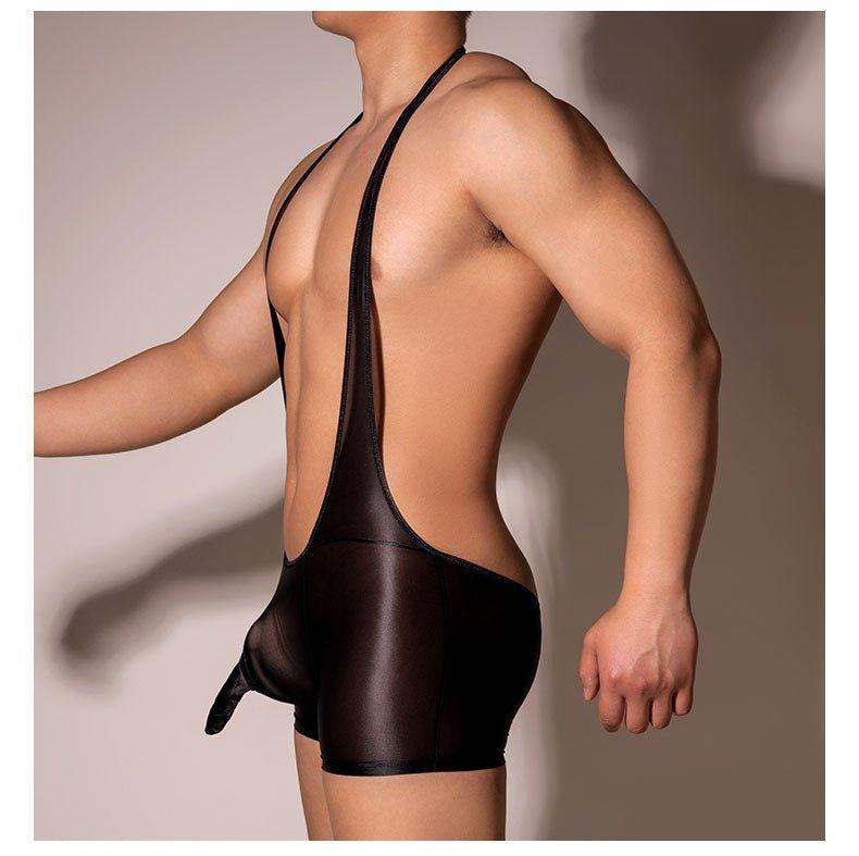 Men's Sheer Singlet Lingerie crotchless leotard sissy style for crossdressing femboy bottomfree gay