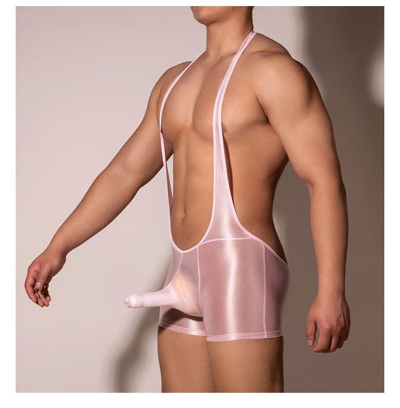 Men's Sheer Singlet Lingerie crotchless leotard sissy style for crossdressing femboy bottomfree gay