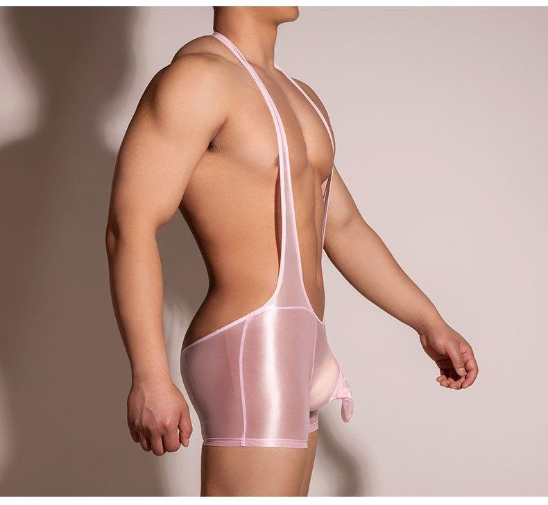 Men's Sheer Singlet Lingerie crotchless leotard sissy style for crossdressing femboy bottomfree gay