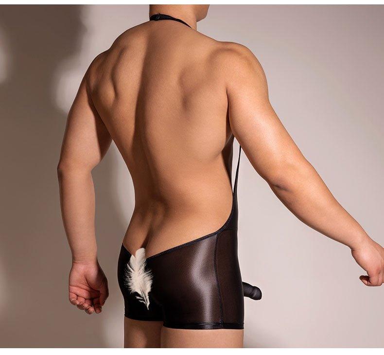 Men's Sheer Singlet Lingerie crotchless leotard sissy style for crossdressing femboy bottomfree gay