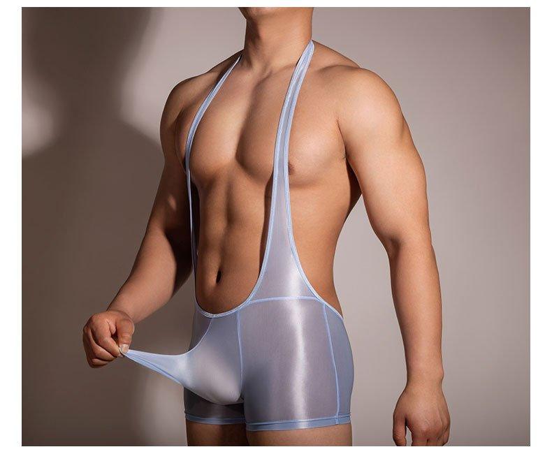 Men's Sheer Singlet Lingerie crotchless leotard sissy style for crossdressing femboy bottomfree gay