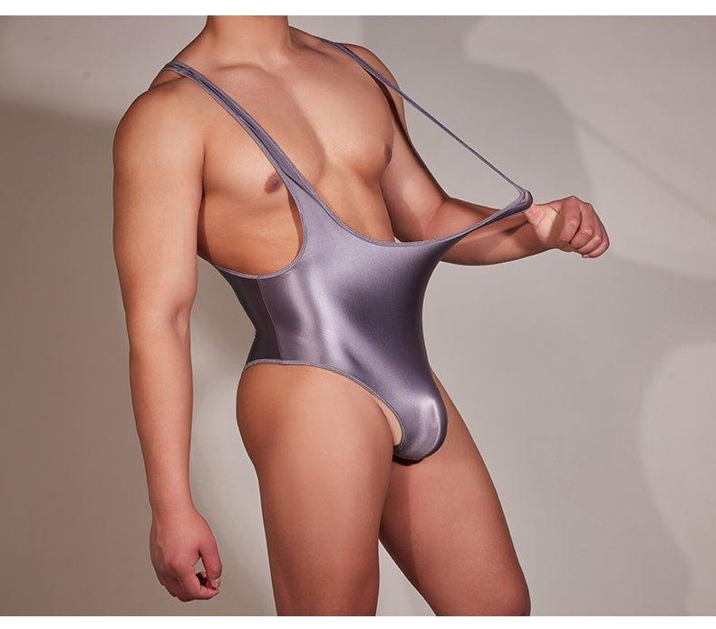 men's silky bodysuits, leotards, sissy singlets, and jumpsuits reveals a diverse array of lingerie, dancewear, roleplay costumes, and fashion-forward one-pieces, ranging from sensual satin and spandex to frilly, lace-adorned designs, catering to various preferences in intimate wear, performance attire, cross-dressing, and contemporary streetwear