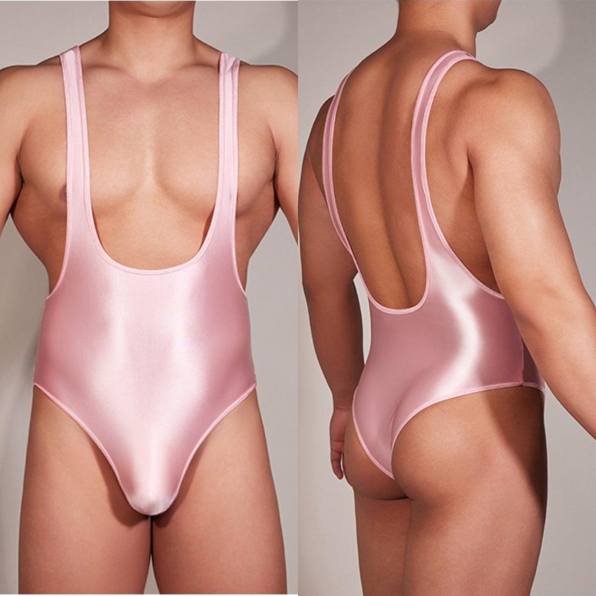 men's silky bodysuits, leotards, sissy singlets, and jumpsuits reveals a diverse array of lingerie, dancewear, roleplay costumes, and fashion-forward one-pieces, ranging from sensual satin and spandex to frilly, lace-adorned designs, catering to various preferences in intimate wear, performance attire, cross-dressing, and contemporary streetwear