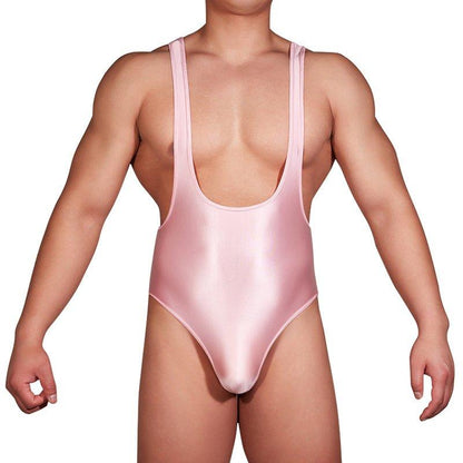 men's silky bodysuits, leotards, sissy singlets, and jumpsuits reveals a diverse array of lingerie, dancewear, roleplay costumes, and fashion-forward one-pieces, ranging from sensual satin and spandex to frilly, lace-adorned designs, catering to various preferences in intimate wear, performance attire, cross-dressing, and contemporary streetwear