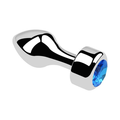 Metal butt plug with blue gem and bullet head