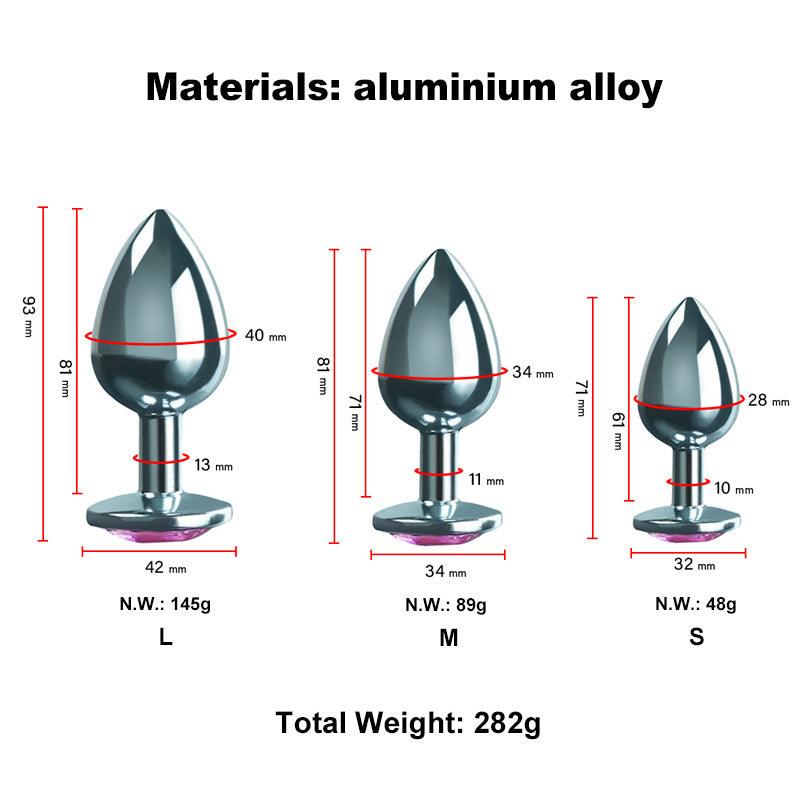 Metal butt plug size chart in aluminum alloy