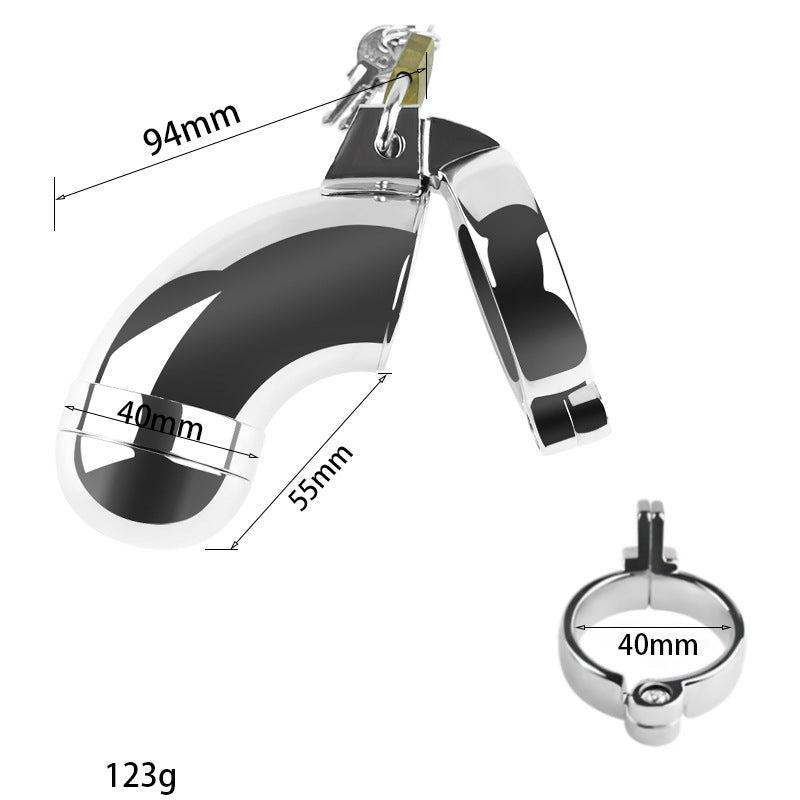 Chastity cage with 40mm ring and weight details