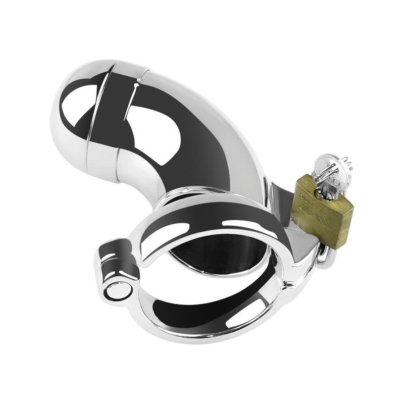 Curved metal chastity cage with lock