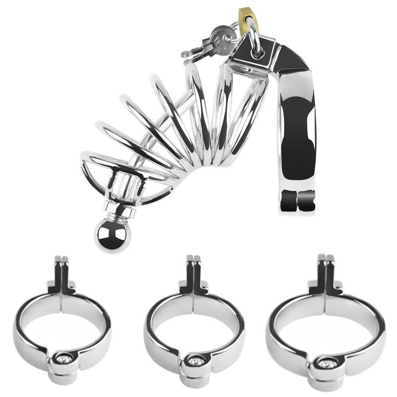 Chastity cage with three optional rings