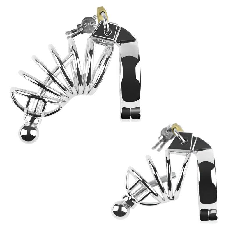 Two metal chastity cages with padlocks