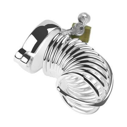 Curved metal chastity cage with secure padlock