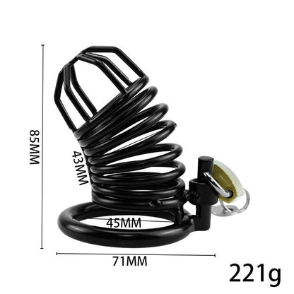 Metal chastity cage, 221g, 71mm length, black finish