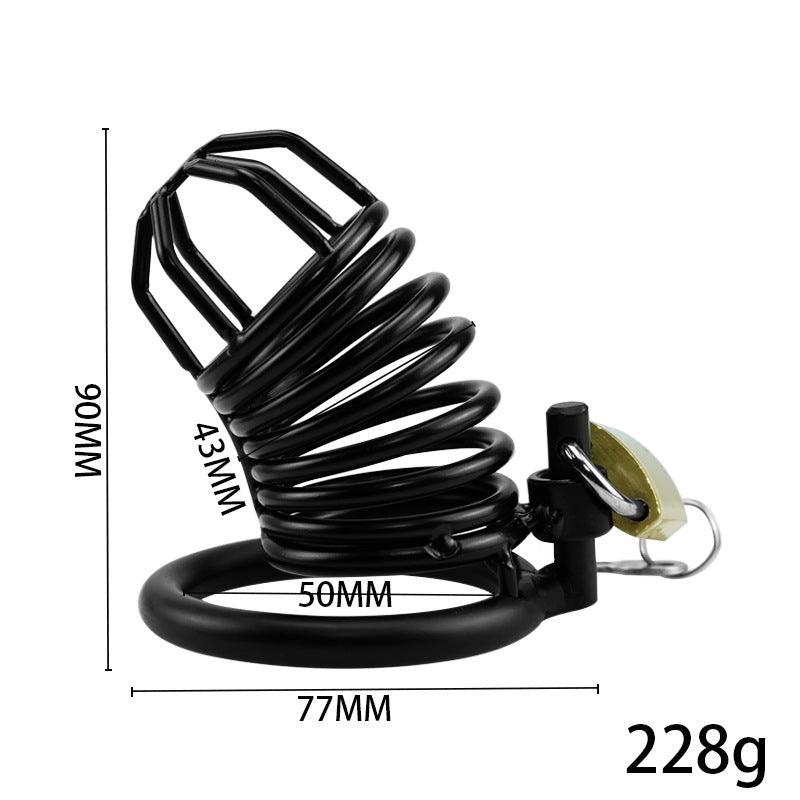 Black metal chastity cage, 228g, 77mm length