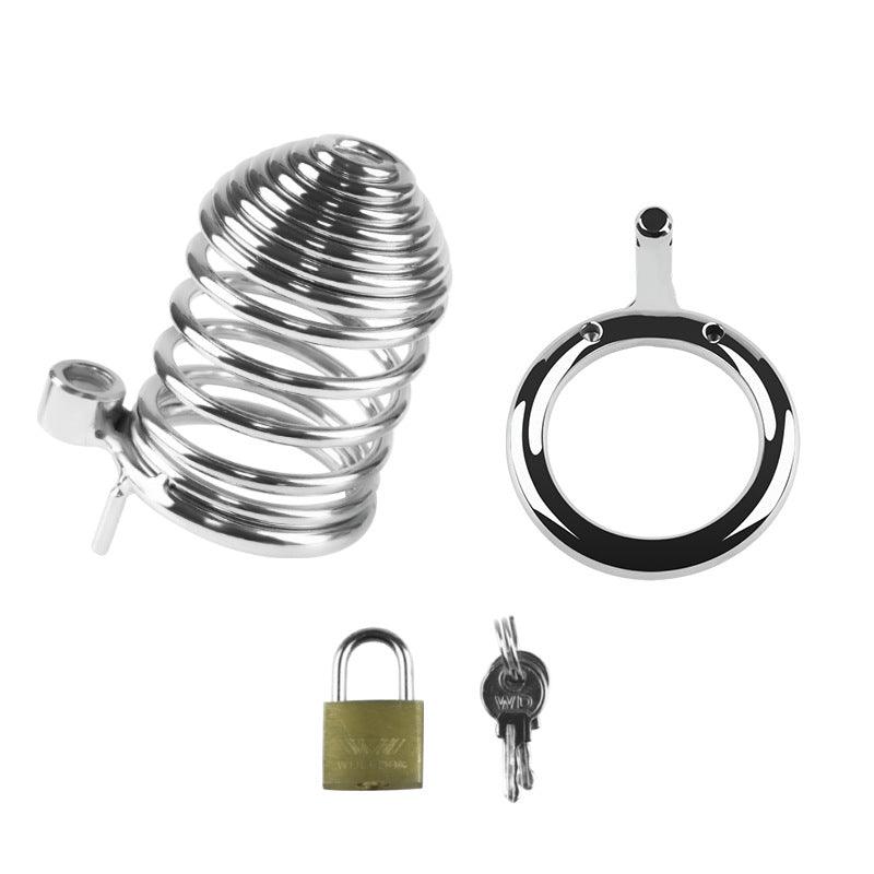 Metal chastity cage set with padlock and keys