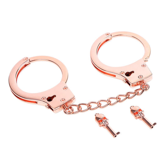 Rose gold metal handcuffs with safety release