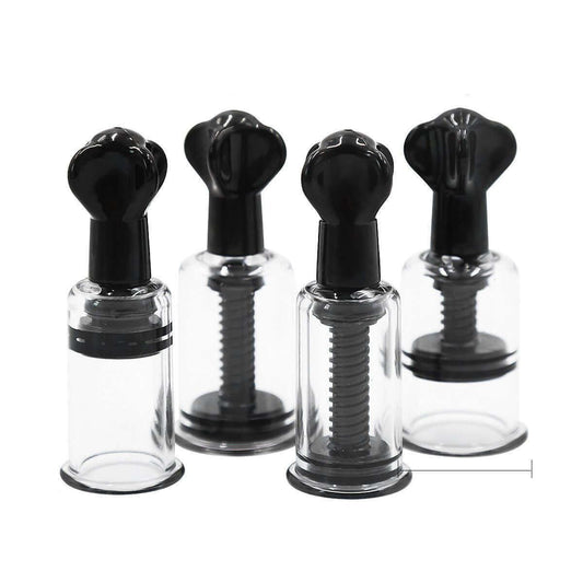 Silicone nipple suckers and pullers set in black for heightened sensitivity and pleasure