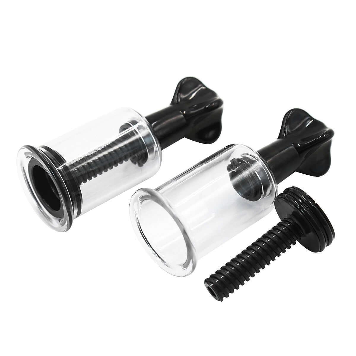 Silicone nipple pump pair, black nipple suckers with twist knob design for intense suction and heightened sensitivity