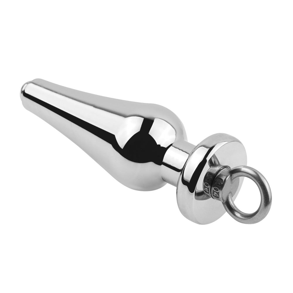 Side view of metal anal douche tool