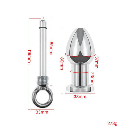 Aluminium enema kit with size specifications