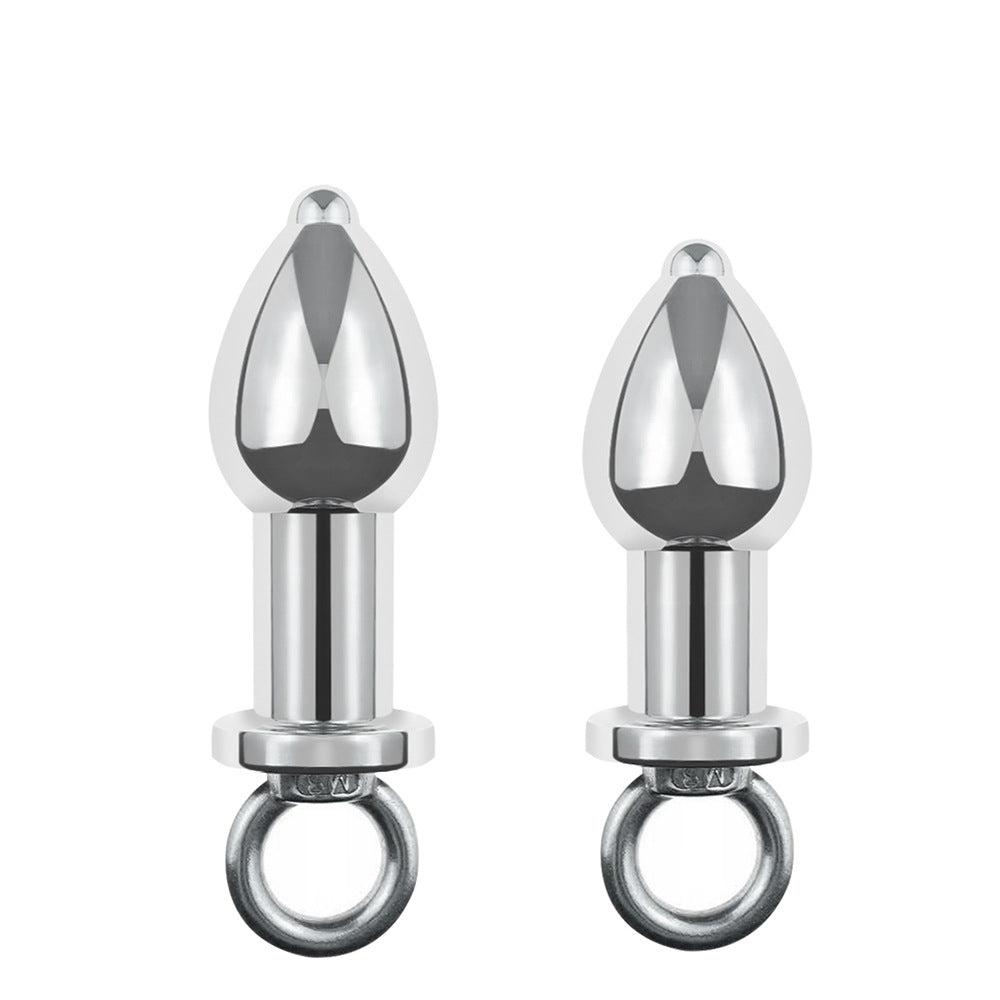 Pair of aluminium anal douches with ring handles