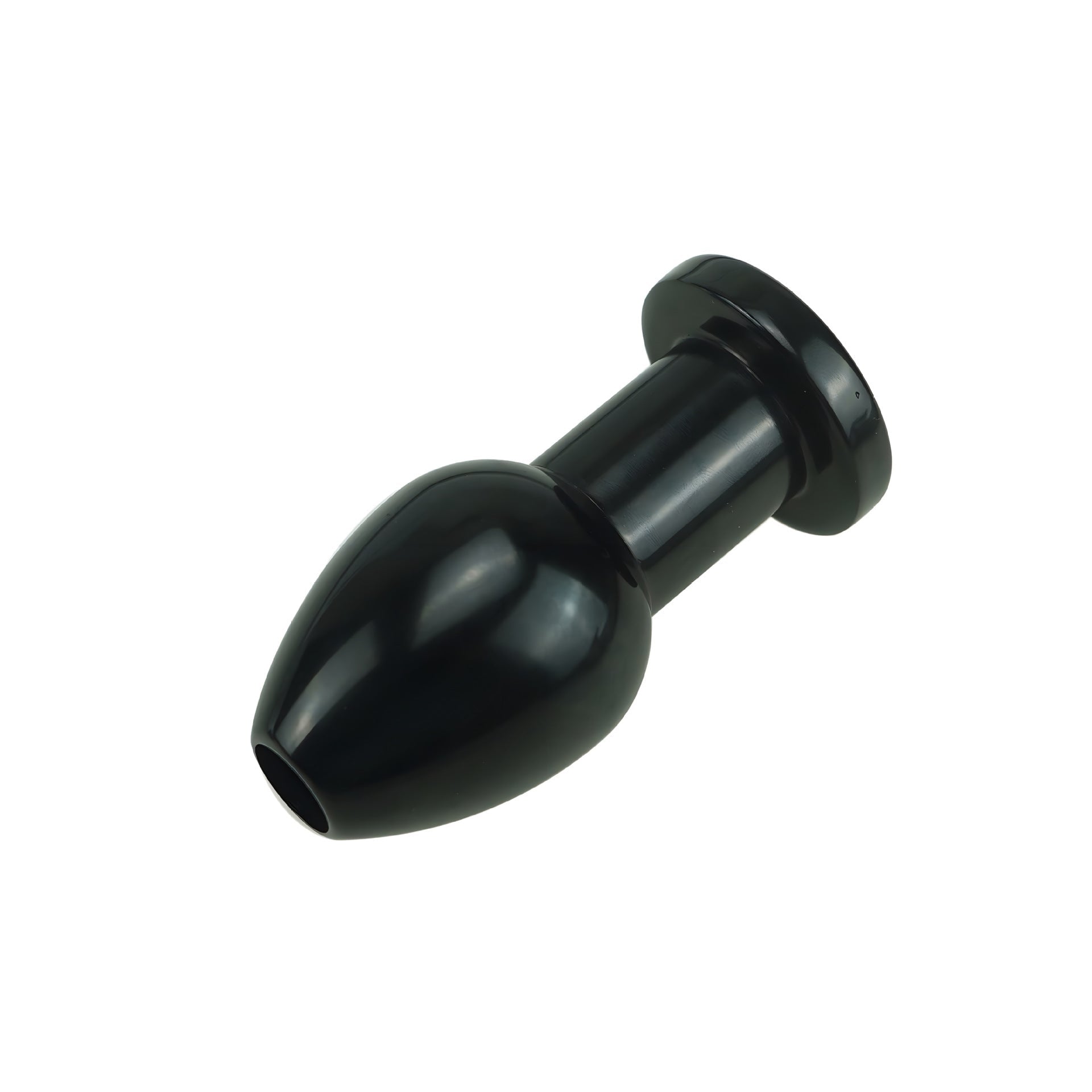 Sleek black anal cleaning tool with smooth finish