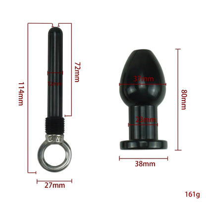 Dimensions of black anal douching kit with measurements