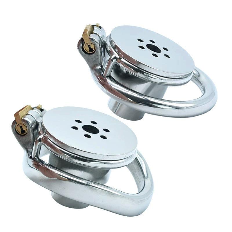 Pair of stainless steel chastity cages with locks